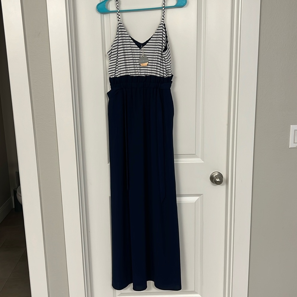 Pinkblush Striped Maxi Dress - Navy and White